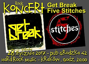 Kraków Pub Grodzka 42, Koncert Get Break i 5 Stitches