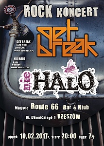 Rzeszów Route66. Koncert GET BREAK i NIE HALO. 10.02.2017r.