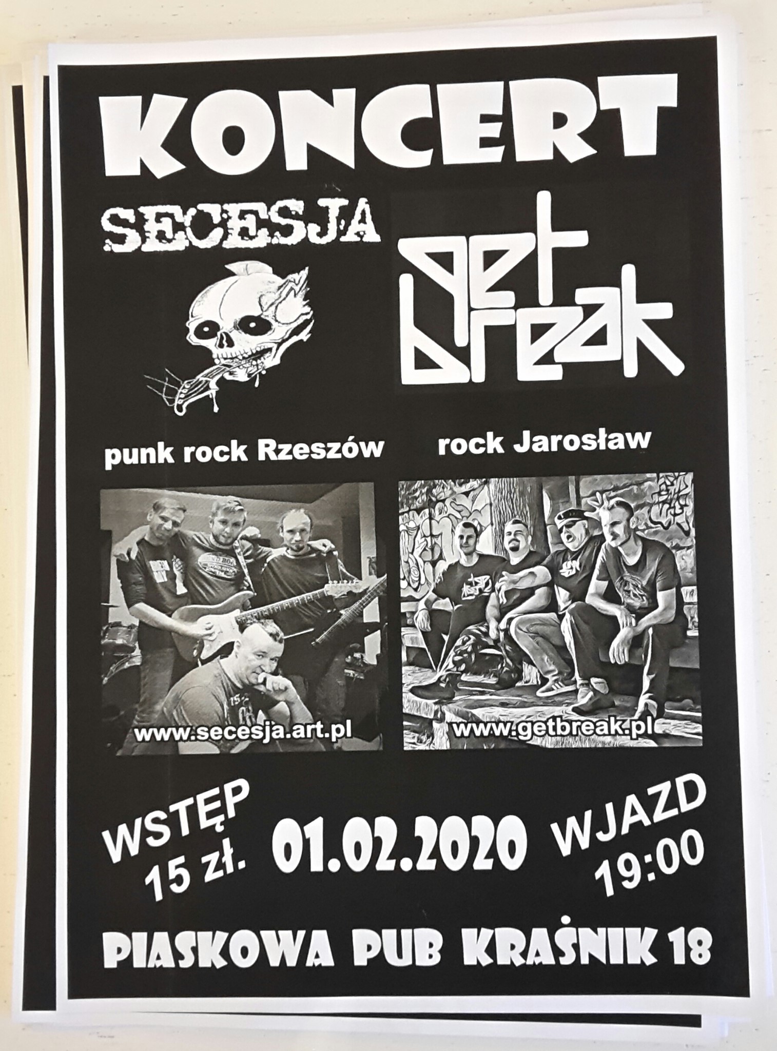 Koncert GET BREAK i SECESJA w KRAŚNIKU. Piaskowa Pub.